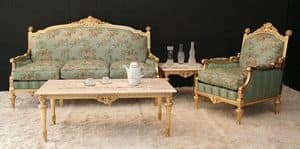 Montecarlo, Classic living room with gold leaf finish