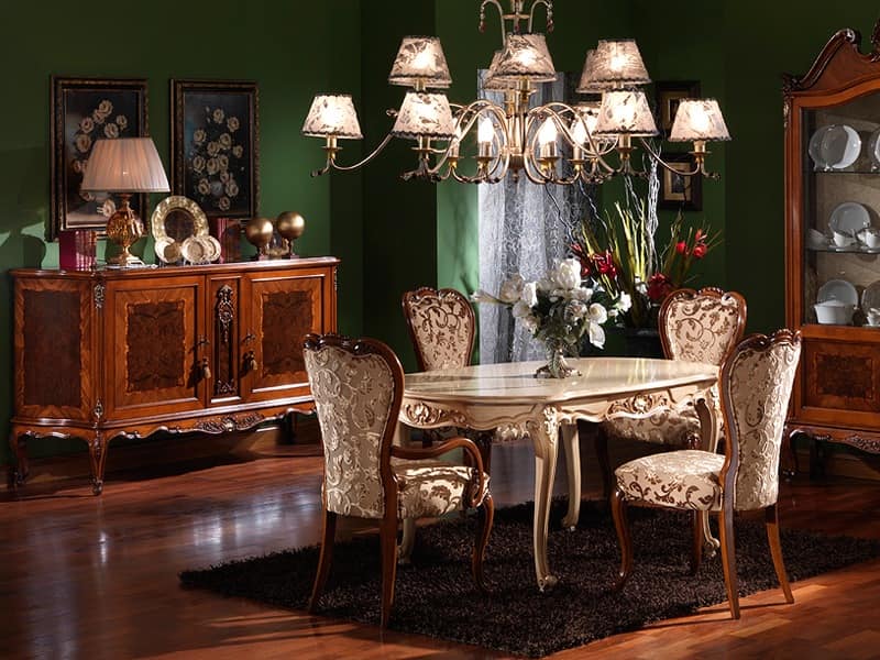 3480 TABLE, Carved oval table, Louis XV style, lacquered finishes