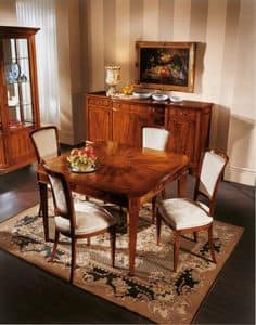 Art. 101/6, Square extensible table with inlay, classic style