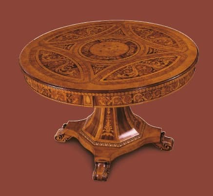 Art. 1107, Round table, classic design, for luxury dining rooms