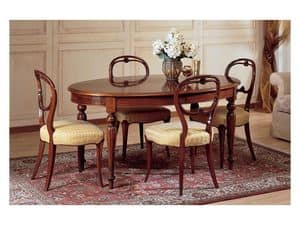 Art. 281 oval table '800 Francese, Oval table, luxury classic stile, in decorated wood