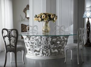 Art. 3051, Magnificent dining table with glass top