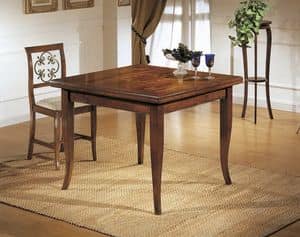 Art. 512 RECTANGULAR TABLE, Dining table, extendable, with inlaid Giglio