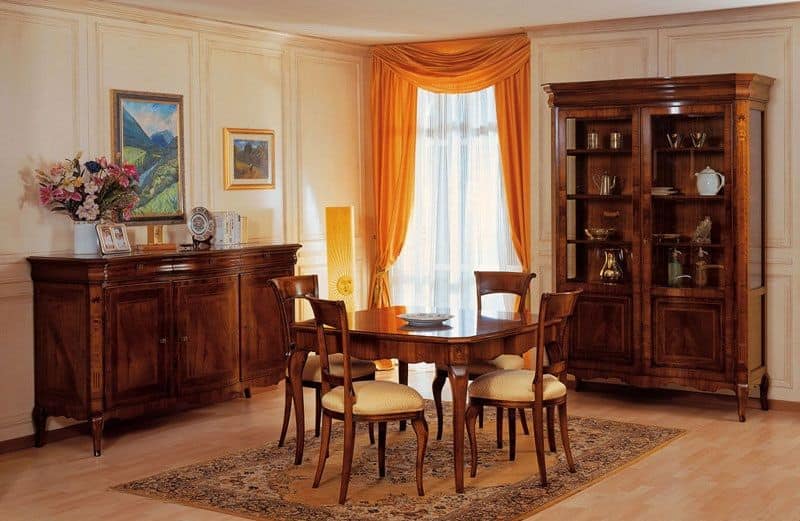Art. 903 table '800 Francese, Classic tables in worked wood, with extensions