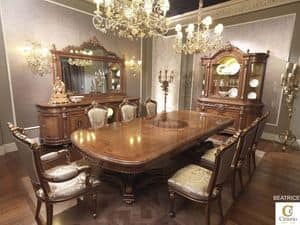 Beatrice, Classic luxury dining room, solid wood table