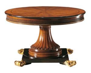 Boccaccino RA.0679, Round table in walnut, carved, extensible