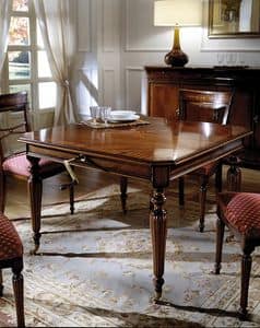 C 302, Table extendable with handle, made of mahogany