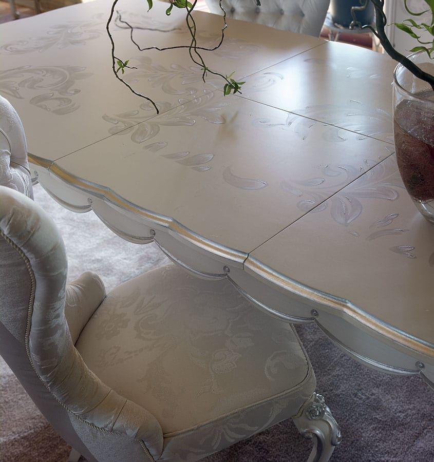Carpi table, Classic table, with white and silver finish