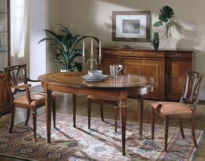 D 306, Oval table in cherry wood, extendable, luxury classic