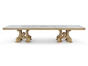 Eufrasia, Luxurious table, top with refined floral themed inlay