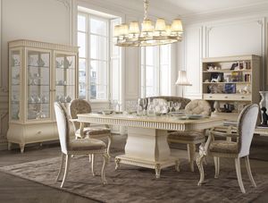 Florentia table, Wooden dining table for classic furnishings
