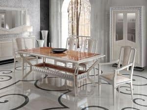 Las Vegas Table, Dining table with white lacquered finishings