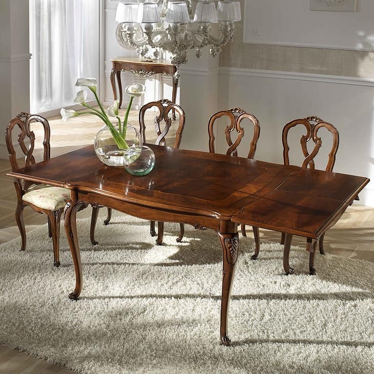 P 301, Walnut square table, extendable, Style '700