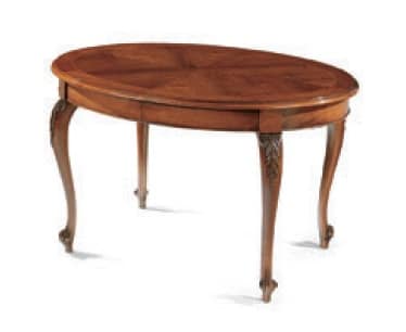 Settecento oval table, Extendable oval table, inlaid with herringbone