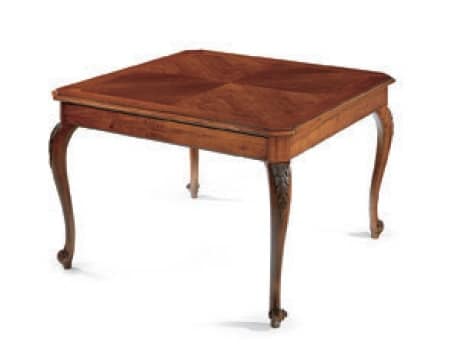 Settecento tavolo quadrato, Extensible table in walnut, with craftsmanship