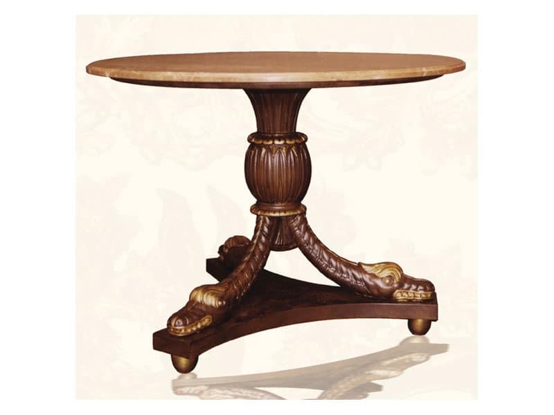 Table art. Croco, Dining table made of wood with top in red marble