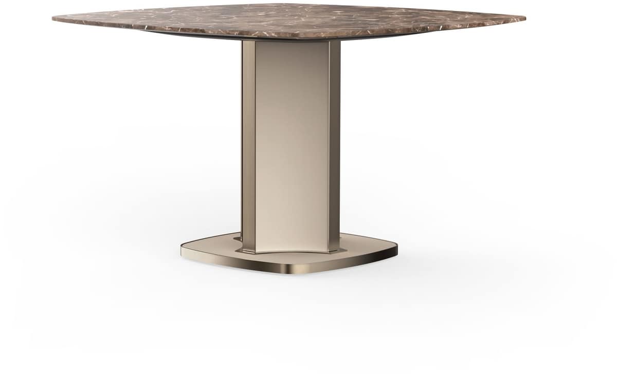 Voyage table, Contemporary luxury table with marble top, leather base