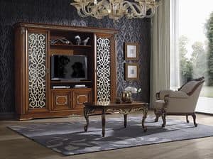 Art. 1725 sa16 Vivaldi, Classicl TV stand with sliding doors, with floral decorations