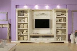 Art. 1726 Vivaldi, TV stand with shelves, ideal for luxury classic living rooms