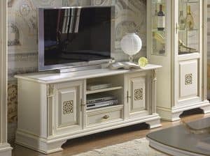 Art. 42364 Puccini, TV stand with 2 doors and 1 drawer, in luxury classic style