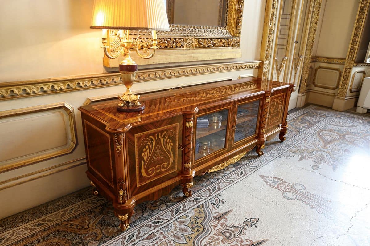 Art. 631/TV, TV cabinet, classically luxurious style, with carvings and inlays