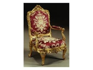 1008 Armchair, Luxury classic style armchair, gold finishings