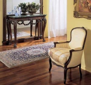 3160 ARMCHAIR LUIGI XV, Luxury armchair,in walnut, for hotels and restaurants