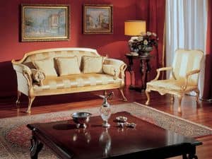 3180 ARMCHAIR, Classic armchair with golden decorations for living rooms