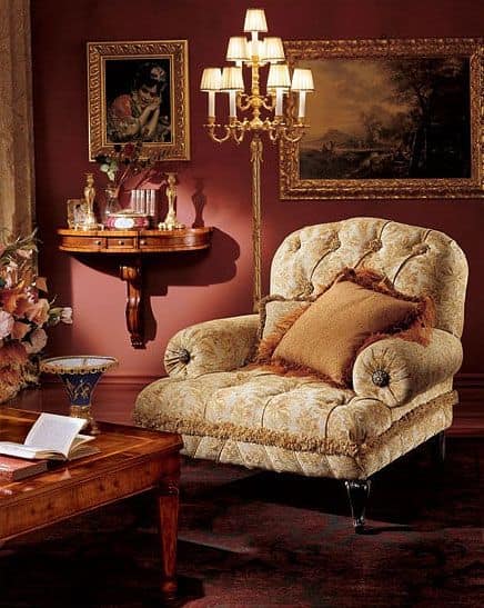 Albina armchair, Armchair with quilted padding, classic style