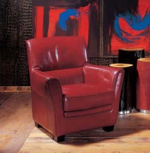 Amanda, Red leather armchair, classic style