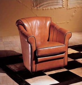 Angela, Classic style armchair, in Dallas Leather