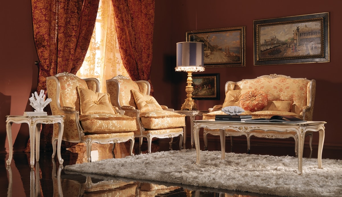 Anna armchair, Elegant classic armchair, glossy walnut finish