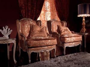 Anna Big armchair, Armchair with exquisite decor, wooden frame
