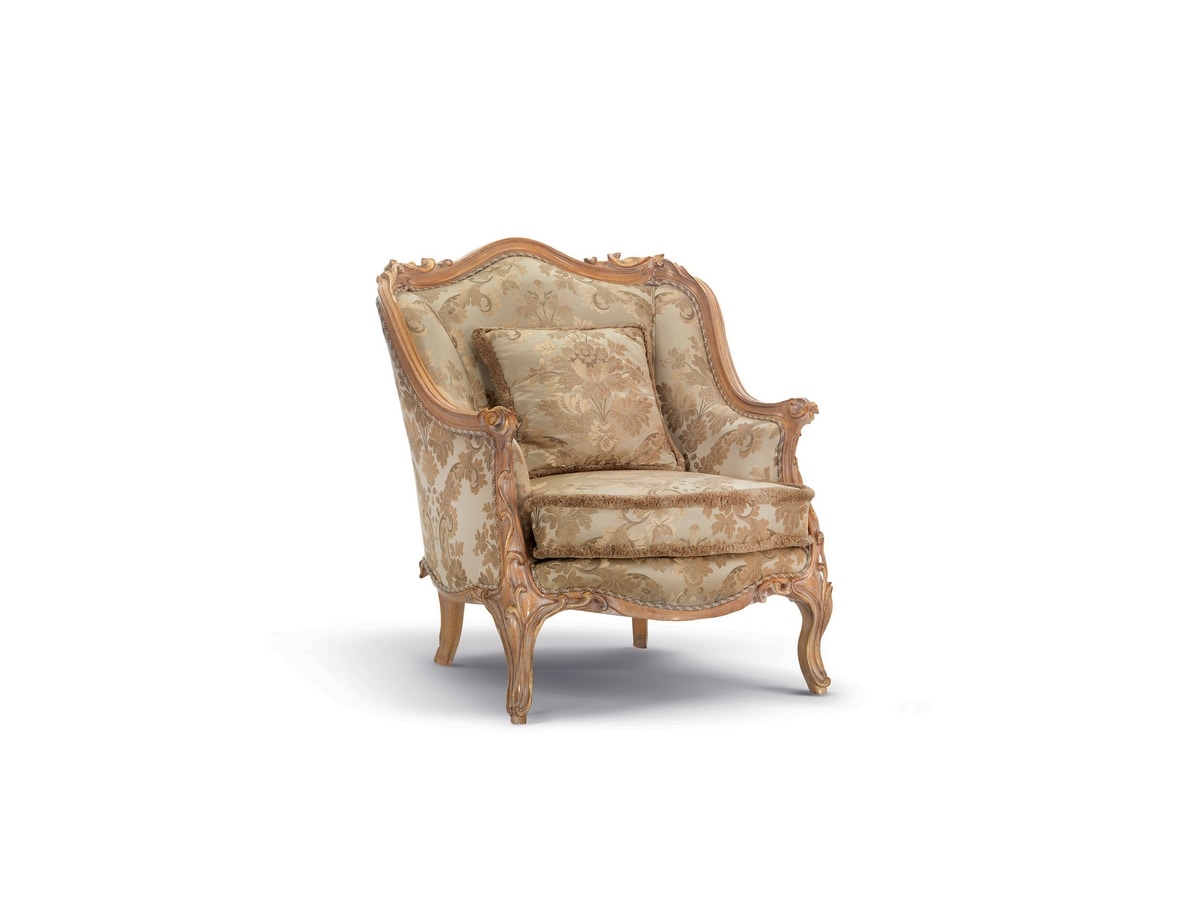 Armchair 4931, Carved armchair, decapè finish
