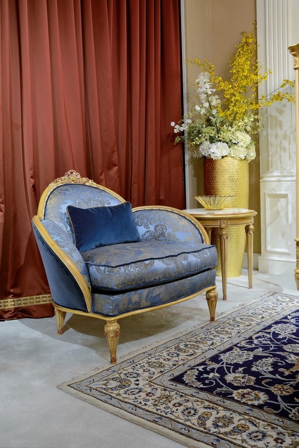 Armchair 4972 Louis XVI style, Luxury armchair, with antique decapè finish