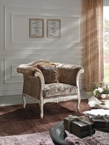 Art. 124 ARMCHAIR, Armchair upholstered in velvet, in solid wood, classic
