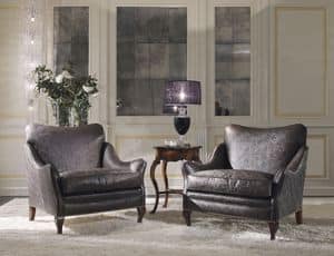 Art. 2605, Decorated wood armchairs, Upholstered armchair, Antique style armchair, Antique style armchairs Luxury furniture