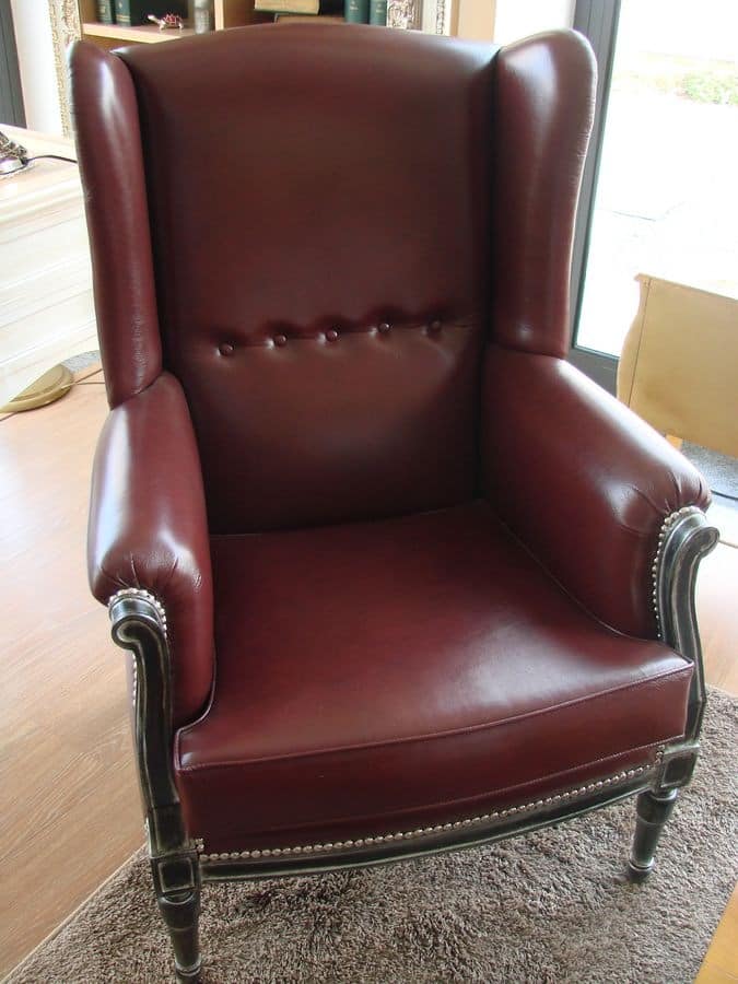 Art. 287, Armchair for living room, in leather, style Bergere