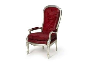 Art.301 armchair, Upholstered armchair with tall backrest, classic style