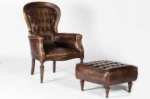 Art. 598/M, Classic style armchair, covered in calfskin