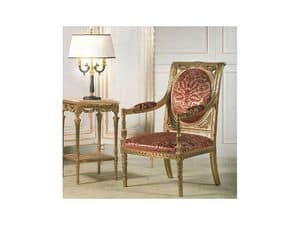 Art. 805 Versailles, Armchairs with rich handmade carvings, for neoclassical style sitting rooms