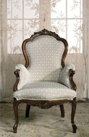 Art. CA61 Carlotta, Armchair in wood, for classical family lounges