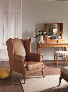 Art. CA942, Armchair upholstered in leather, classic style
