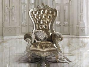 B/140/2 The Throne, Armchair with majestic shapes in hardwood