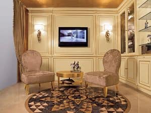 Boiserie System Armchair, Luxury small thrones Bedroom