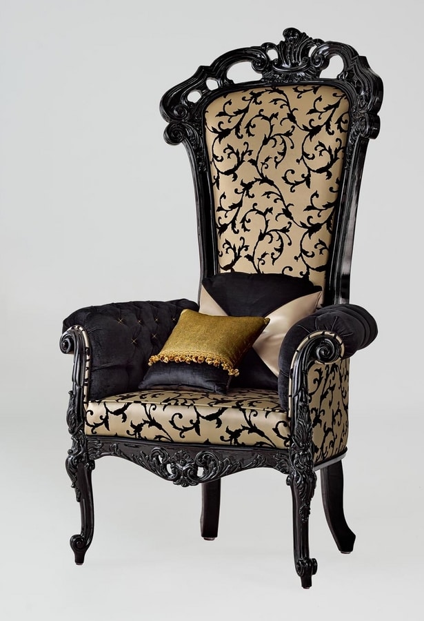 BS353A - Throne, Throne upholstered in beech wood