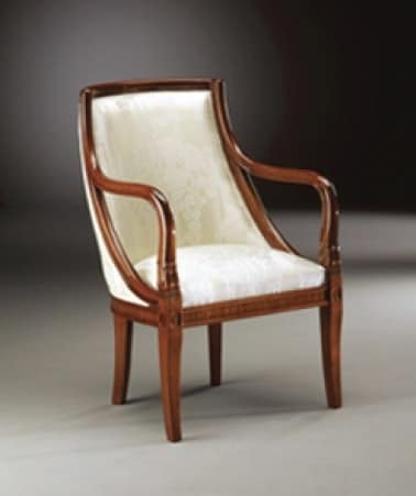 Canova armchair, Armchair in walnut, upholstered, for classic hotels