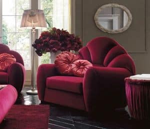 Capri 24 armchair, Classic style armchair, upholstered in fabric, for prestigious sitting rooms and hotels