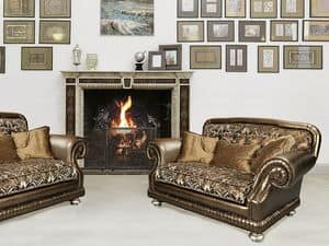 Corinne armchair, Classical armchair, gold finish, made in Italy