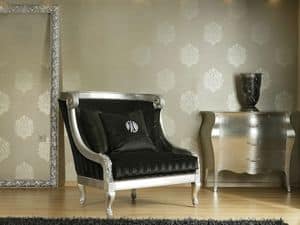 DAFNE armchair 8546L, Upholstered beech armchair, classic decor